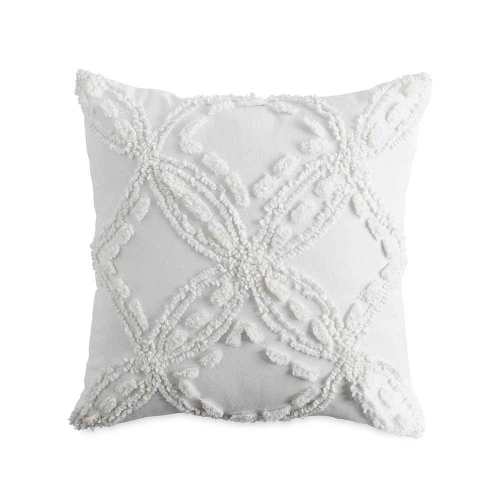 Metallic Chenille Cushion by Peri Home in Ivory White